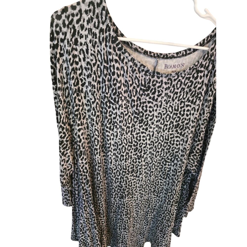 Roaman's Long Sleeve Top 2x 26/28 Womens Plus Size Flowy Gray Stretchy Casual - Picture 2 of 5